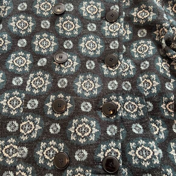 Diane von Furstenberg Geometric Print Wool Blend Military Button Blazer Jacket S - Picture 6 of 10